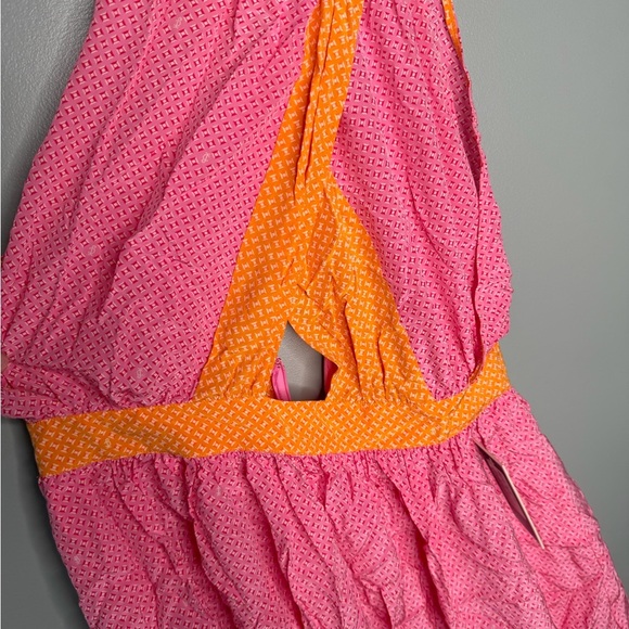 NWT Juicy Couture 100% Silk Halter Dress in Pink Plumeria/Mandarin - Picture 6 of 14